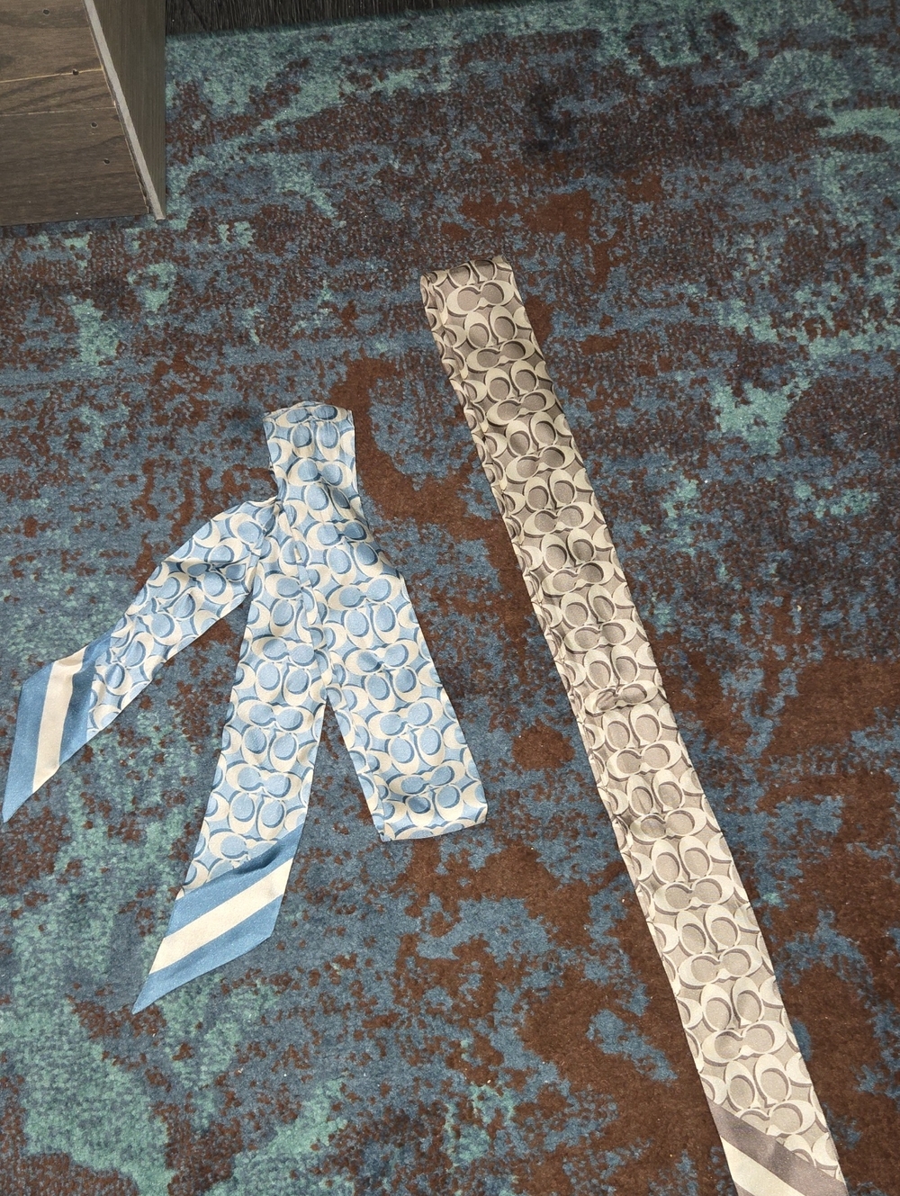 Coach Blue & Gray Signature Silk Scarf and Skinny Tie Set 2 for 75